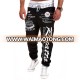 Cotton casual men graphic printed pants fitted jogger